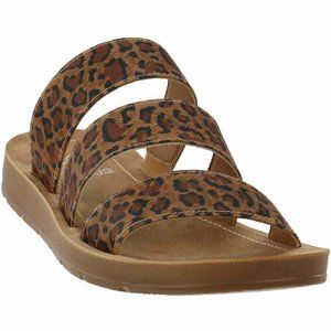 Corkys Women's Sandal Leopard Print Dafne Multi Strap Slip On Elastic Size 6 NIB